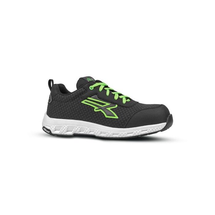 Upower Mitch ESD Calzado de Seguridad - Talla 42 - Proteccion S3S CI HI HRO FO SR, Resistencia a la Abrasion, Hidrofugos y Transpirables, Puntera Fibertoe, Suela Antideslizante - Color Negro/Verde