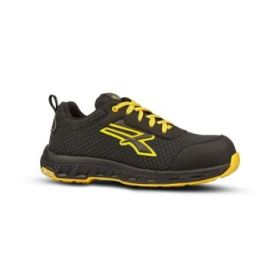 Upower Maverick ESD Calzado de Seguridad - Talla 47 - Resistente a la Abrasion e Hidrofugo, Puntera Fibertoe, Plantilla Antiperforacion Ultraligera, Suela EVA, Proteccion S3S CI HI HRO FO SR - Color Negro/Amarillo