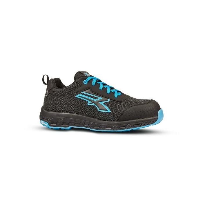 Upower Stinger ESD Calzado de Seguridad - Talla 43 - Durabilidad y Comodidad, Suela EVA con Agarre, Hidrofugo, Resistente a la Abrasion, Puntera Fibertoe, Plantilla Antiperforacion, Proteccion S3S CI HI HRO FO SR - Color Negro/Azul