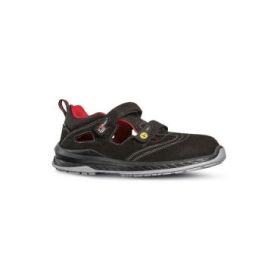 Upower Scandy S ESD Sandalias de Trabajo de Seguridad - Talla 37 - Puntera Airtoe Composite, Antiperforacion, Suela Antideslizante, Plantilla Antifatiga, Proteccion S1PS FO SR - Color Negro/Rojo