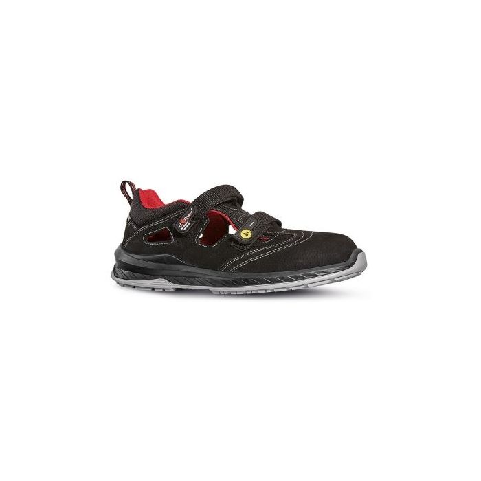 Upower Scandy S ESD Sandalias de Trabajo de Seguridad - Talla 37 - Puntera Airtoe Composite, Antiperforacion, Suela Antideslizante, Plantilla Antifatiga, Proteccion S1PS FO SR - Color Negro/Rojo