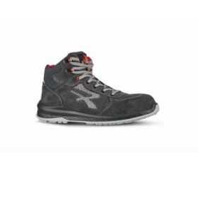 Upower Alicante S ESD Calzado de Seguridad Altos - Talla 41 - Maxima Proteccion y Comodidad, Gamuza Perforada, Ventilacion Optima, Suela Antideslizante, Puntera Composite, Antiperforacion Textil, Clase S1PS FO SR - Color Gris/Rojo