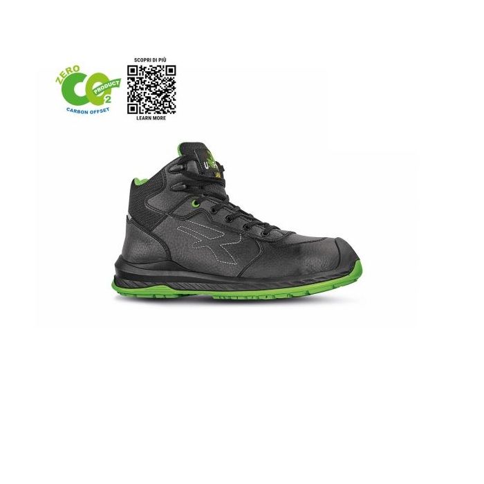 Upower Niagara UK S ESD Calzado de Seguridad de Invierno - Talla 42 - Microfibra Suave, Proteccion S3S CI FO SR, Ligero y Comodo - Color Negro/Verde
