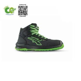 Upower Lake UK S ESD Calzado de Seguridad Carbon Neutral - Talla 46 - Proteccion S3S CI FO SR, Puntera AirToe Composite, Antideslizante, Resistente al Aceite, Antiestatico - Color Negro/Verde