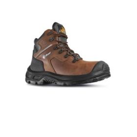 Upower Helsinki UK S ESD Calzado de Seguridad Altos - Talla 45 - Piel Pull-Up Hidrofuga, Puntera Composite Airtoe, Sistema Antiperforacion Textil, Suela Antideslizante Resistente al Aceite, Proteccion Contra el Frio - Color Marron