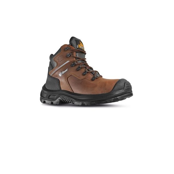 Upower Helsinki UK S ESD Calzado de Seguridad Altos y Robustos - Talla 48 - Piel Pull-Up Hidrofuga, Puntera Composite Airtoe, Sistema Antiperforacion Textil, Suela Resistente al Aceite y Antiestatica, Proteccion Contra el Frio - Color Marron