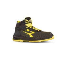 Upower Domingo S Calzado de Seguridad Altos - Talla 45 - Resistencia a la Abrasion, Transpirables, Hidrofugos, Puntera Airtoe Composite, Antiperforacion Textil, Suela Antideslizante, Proteccion Contra Frio - Color Negro/Amarillo