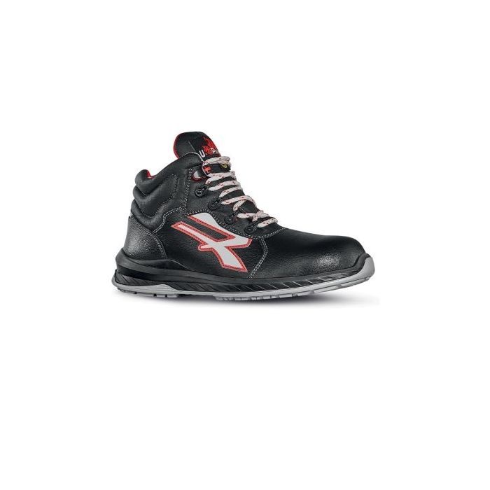 Upower Boston S ESD Calzado de Seguridad Hidrofugos - Talla 42 - Suela Antideslizante, Antiestatica, Resistente al Aceite y Abrasion, Proteccion Contra el Frio, Puntera Ligera, Antiperforacion - Color Negro/Rojo