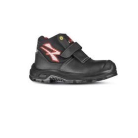 Upower Dubai UK S ESD Calzado de Seguridad con Velcro - Talla 45 - Parte Superior Hidrofuga, Puntera Airtoe Composite, Suela Antideslizante, Proteccion S3S CI FO SR - Color Negro/Rojo