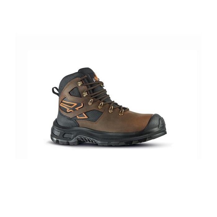 Upower Montana UK S ESD Calzado de Seguridad - Talla 44 - Piel Pull-Up Hidrofuga, Puntera Compuesta AirToe, Plantilla Antifatiga, Suela Antideslizante y Antiestatica, Proteccion Aislamiento Frio CI - Color Marron