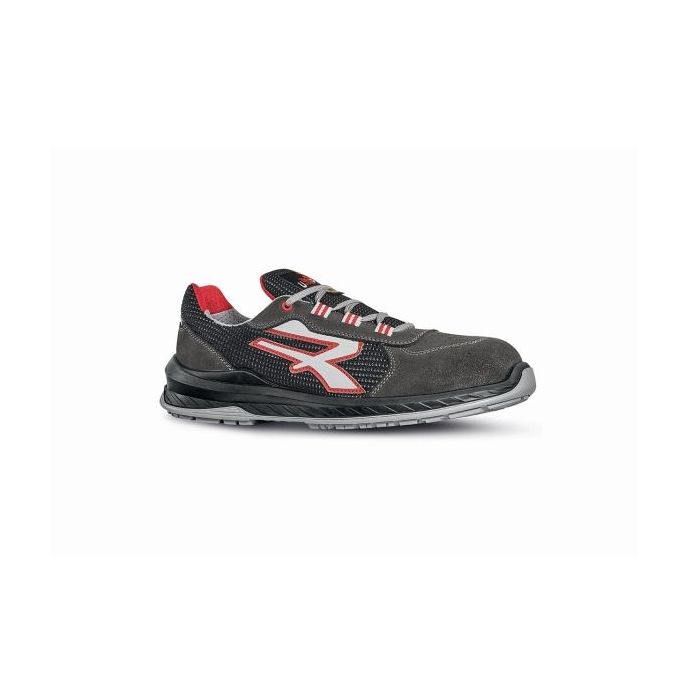 Upower Demon S ESD Calzado de Seguridad con Puntera Airtoe Composite - Talla 44 - Sistema Antiperforacion, Ultranspirables, Plantilla Antifatiga WOW2, Suela Antideslizante - Color Gris/Rojo