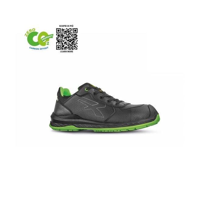 Upower Natural UK S ESD Calzado de Seguridad Bajo - Talla 35 - Comodo y Ligero, Proteccion S3S CI FO SR - Color Negro/Verde