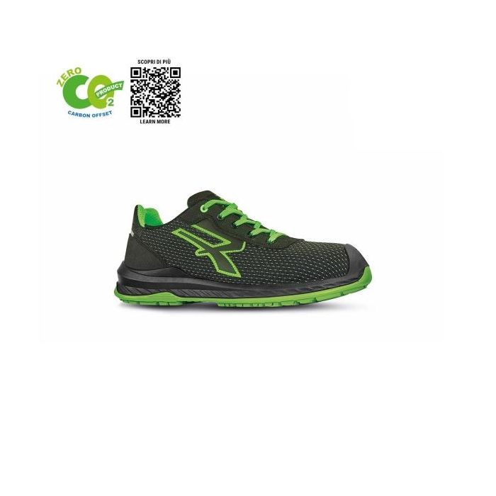 Upower Island UK S ESD Calzado de Seguridad Carbon Neutral - Talla 39 - Proteccion S3S CI FO SR, Confort y Seguridad - Color Negro/Verde