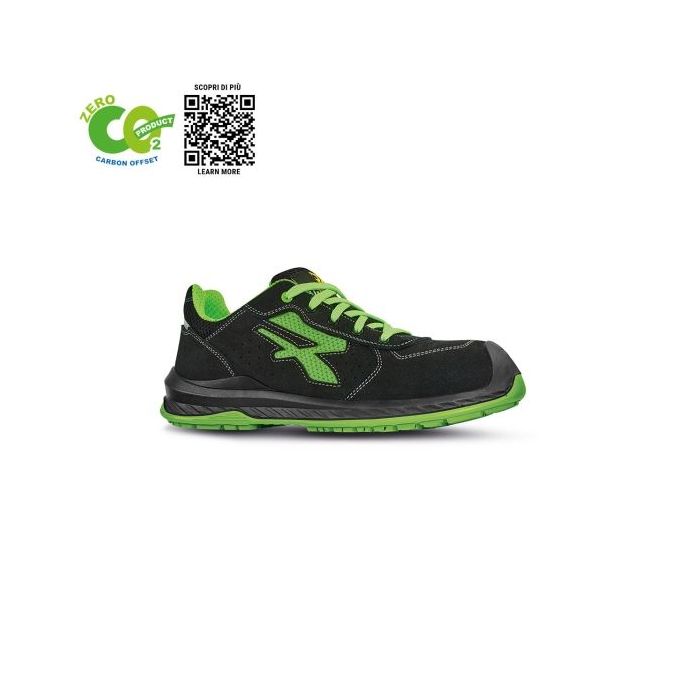 Upower Canyon UK S ESD Calzado de Seguridad Ecologicos - Talla 37 - Proteccion S1PS FO SR, Comodidad Maxima - Color Negro/Verde