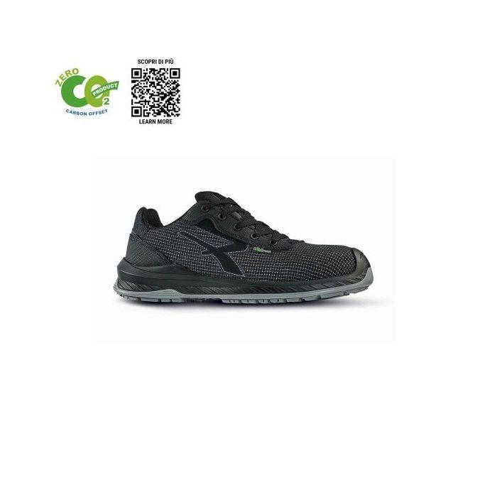 Upower Ember UK S ESD Calzado de Trabajo Carbon Neutral - Talla 44 - Seguridad S3S CI FO SR, Anti-Perforacion, Puntera Ultraligera, Suela Antideslizante - Color Negro