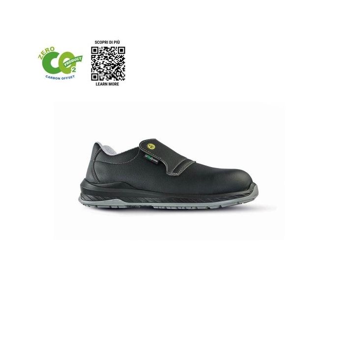 Upower Burn O ESD Calzado de Seguridad Eco-Friendly - Talla 38 - Puntera AirToe Composite, Resistente al Agua, Suela Antideslizante, Plantilla Antibacteriana, Proteccion S2 FO SR - Color Negro