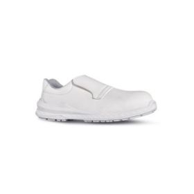 Upower Madrid O ESD Calzado de Seguridad sin Cordones - Talla 45 - Parte Superior Hidrofuga y Transpirable, Suela Antideslizante, Puntera Ultraligera, Proteccion S2 FO SR - Color Blanco