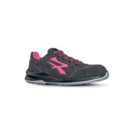 Upower Tokyo S ESD Calzado de Seguridad para Mujer - Talla 36 - Plantilla Antifatiga, Gamuza Perforada, Puntera AirToe Composite, Antiperforacion, Suela Antideslizante, Proteccion S1PS FO SR - Color Gris/Rosa