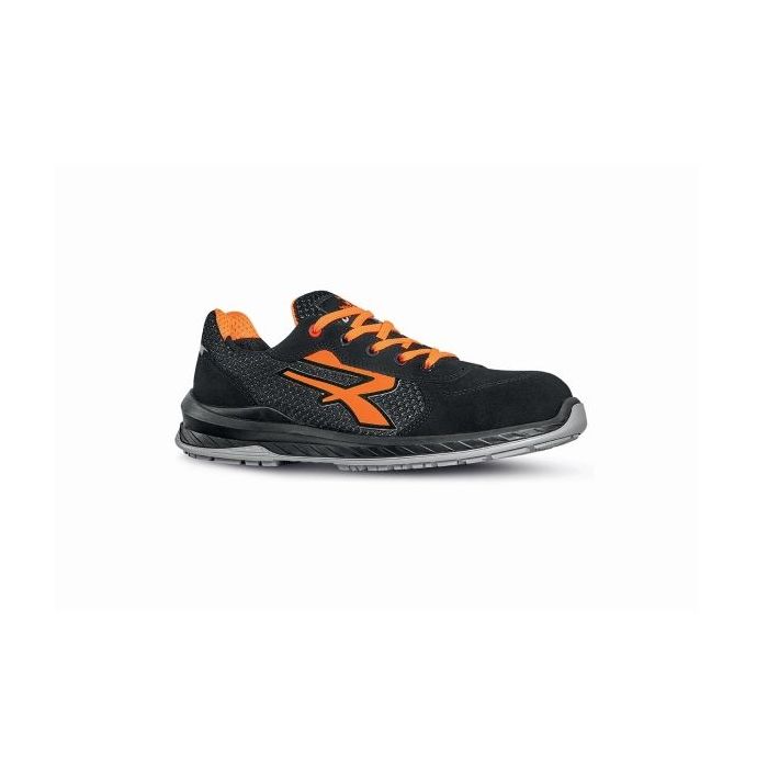 Upower Nairobi S ESD Calzado de Seguridad Bajos - Talla 46 - Nylon Ultra Transpirable, Gamuza Suave, Puntera Airtoe Composite, Antideslizantes, Antiabrasion, Antiaceite, Proteccion S1PS FO SR - Color Negro/Naranja