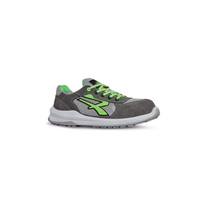Upower Rio S ESD Calzado de Seguridad con Parte Superior de Red Ultrabtranspirable - Talla 38 - Suela Antideslizante y Resistente al Aceite, Puntera Airtoe Composite, Proteccion S1PS FO SR - Color Gris/Verde