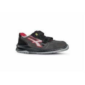 Upower Oslo S ESD Calzado de Seguridad sin Cordones - Talla 37 - Gamuza Suave, Cierre de Velcro, Puntera Airtoe Composite, Antiperforacion, Suela Antideslizante, Clase S1PS FO SR - Color Gris/Rojo