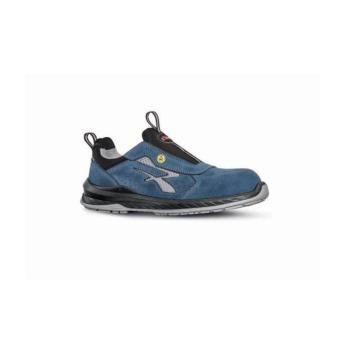 Upower Mistral S ESD Calzado de Seguridad Ligeros y Comodos - Talla 44 - Gamuza Perforada, sin Cordones, Plantilla Antifatiga, Suela Antideslizante, Puntera Composite, Proteccion S1PS FO SR - Color Azul