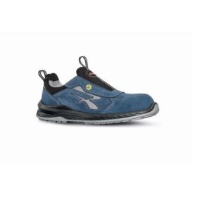 Upower Mistral S ESD Calzado de Seguridad Ligeros y Comodos - Talla 45 - Gamuza Perforada, sin Cordones, Plantilla Antifatiga, Suela Antideslizante, Puntera Composite, Proteccion S1PS FO SR - Color Azul