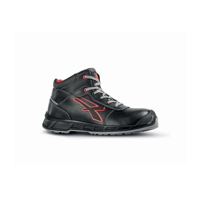 Upower Sting S ESD Calzado de Seguridad Altos - Talla 35 - Hidrorrepelentes, Suela Antideslizante, Resistente al Aceite, Antiabrasion, Antiestatica, Sistema Anti-Perforacion, Puntera Compuesta - Color Negro/Rojo