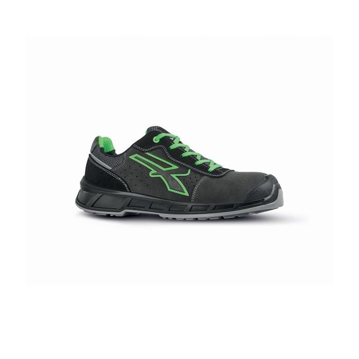 Upower Taylor S ESD Calzado de Seguridad Transpirables - Talla 41 - Gamuza Suave Perforada, Punta Refuerzo Poliuretano, Antideslizantes, Plantilla Anatomica Antibacteriana - Color Gris/Verde