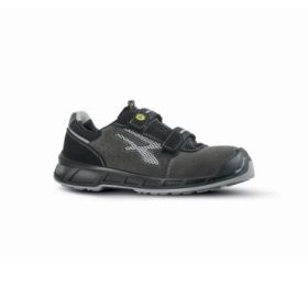 Upower Prince S ESD Calzado de Seguridad con Proteccion S1PS FO SR - Talla 36 - Gamuza Perforada, Cierre de Velcro, Suela Anti-Abrasion, Antiestatica, Plantilla Antibacteriana - Color Gris Oscuro