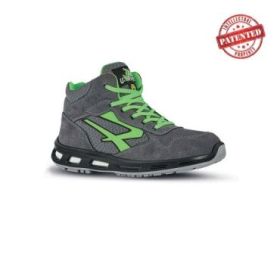 Upower Ramas S ESD Calzado de Seguridad Altos - Talla 40 - Ligeros y Comodos, Puntera de Aluminio, Antideslizante, Suela de Poliuretano, Proteccion S1PS FO SR - Color Gris/Verde