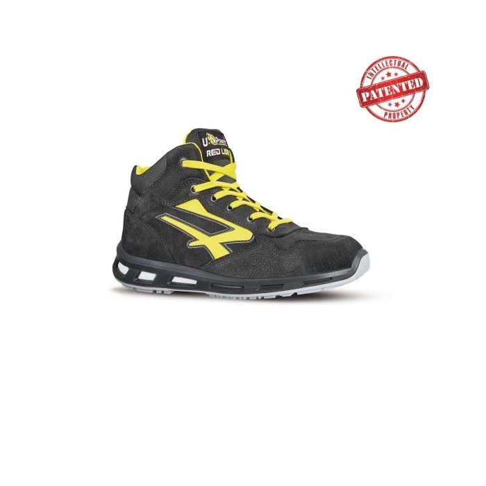 Upower Shot S ESD Calzado de Seguridad Altos - Talla 40 - Cuero Nubuck Resistente, Puntera de Aluminio, Hidrofugos, Antiarrugas, Antideslizantes, Suela de Poliuretano, Proteccion S3S CI FO SR - Color Negro/Amarillo