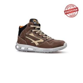 Upower Carter S ESD Calzado de Seguridad Altos - Talla 44 - Cuero Nubuck Resistente, Puntera de Aluminio, Hidrofugos, Antiarrugas, Suela Antideslizante, Proteccion S3S CI FO SR - Color Marron