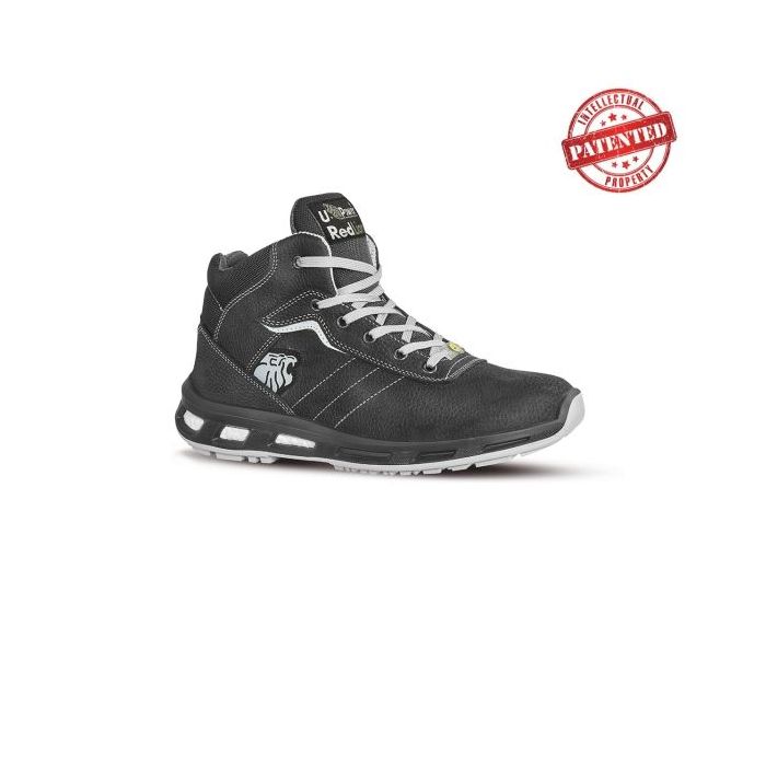 Upower Shape S ESD Calzado de Seguridad Altos - Talla 36 - Cuero Nubuck Resistente, Puntera de Aluminio, Hidrofugos, Antiarrugas, Suela Antideslizante, Proteccion S3S CI FO SR - Color Gris Oscuro