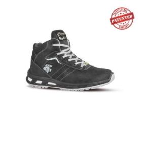Upower Shape S ESD Calzado de Seguridad Altos - Talla 46 - Cuero Nubuck Resistente, Puntera de Aluminio, Hidrofugos, Antiarrugas, Suela Antideslizante, Proteccion S3S CI FO SR - Color Gris Oscuro