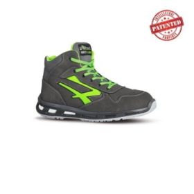 Upower Hummer S ESD Calzado de Seguridad Altos - Talla 40 - Cuero Nubuck Resistente, Puntera de Aluminio, Hidrofugos, Antiarrugas, Suela Antideslizante, Proteccion S3S CI FO SR - Color Gris/Verde