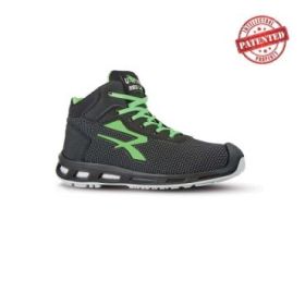 Upower Hard S ESD Calzado de Seguridad - Talla 38 - Puntera AirToe Aluminium, Antipinchazos, Parte Superior Repelente al Agua, Suela Infinergy, Proteccion S3S CI FO SR - Color Gris Oscuro/Verde