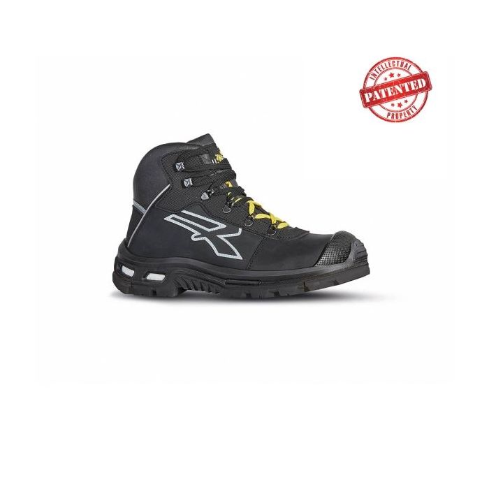 Upower Silver S ESD Zapato de Seguridad ESD - Talla 40 - Parte Superior Hidrofuga, Costuras de Kevlar, Retorno de Energia Infinergy, Puntera AirToe Aluminium, Antiestatica, Proteccion S3S CI FO SR - Color Negro/Amarillo