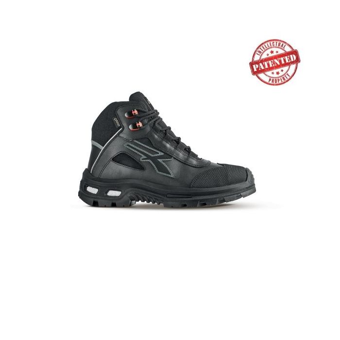 Upower Fixed S Zapato de Seguridad Alto - Talla 37 - Cuero de Grano Suave, Puntera Antiabrasion, Repelente al Agua, Forro Gore-Tex, Proteccion S7S CI FO SR - Color Negro