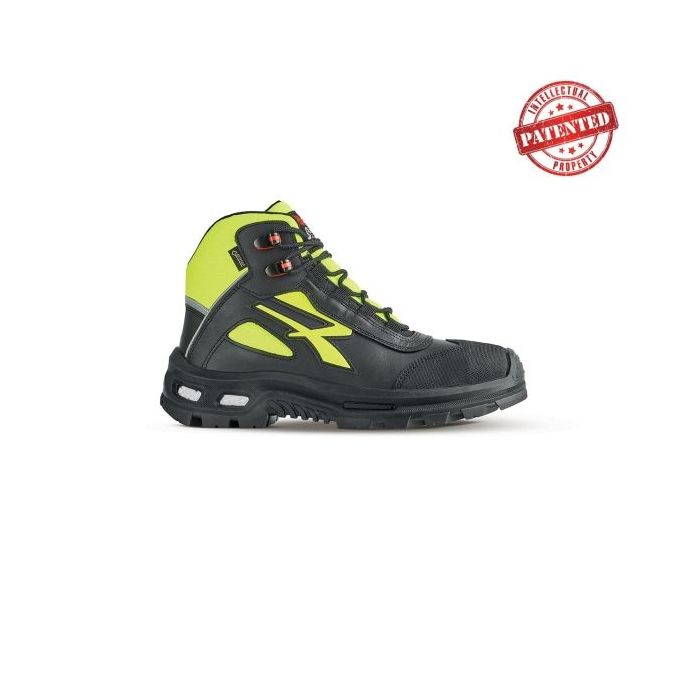 Upower Mind S 3 Zapato de Seguridad Alto - Talla 37 - Cuero de Grano Suave, Puntera en Compuesto, Forro Gore-Tex, Suela Infinergy, Proteccion S7S CI FO SR - Color Gris/Amarillo