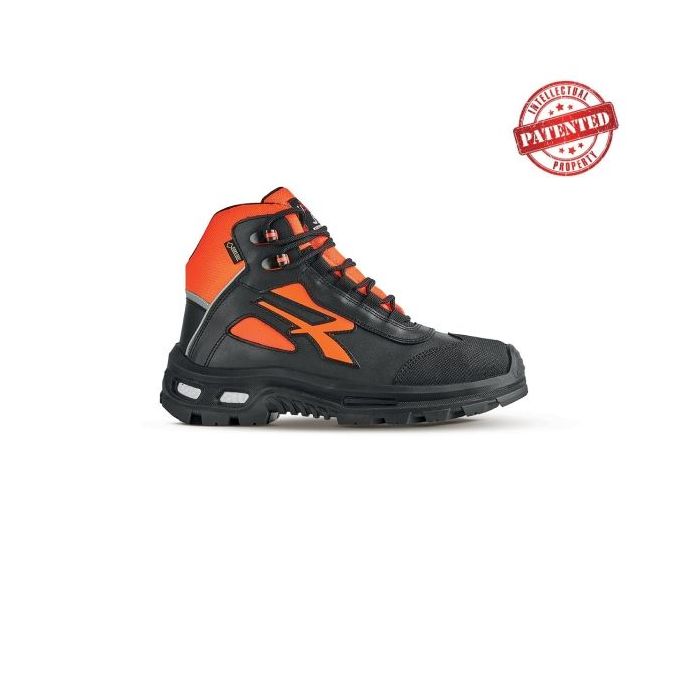 Upower Spirit S Zapato de Seguridad Alto - Talla 35 - Forro de Cuero de Grano Suave, Puntera Resistente a la Abrasion, Repelente al Agua, Forro Gore-Tex, Proteccion S7S CI FO SR - Color Gris/Naranja