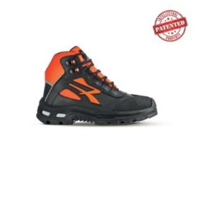 Upower Kreed S ESD Zapato de Seguridad Alto - Talla 38 - Forro de Cuero de Grano Suave, Puntera Resistente a la Abrasion, Repelente al Agua, Proteccion S3S CI FO SR - Color Negro/Naranja