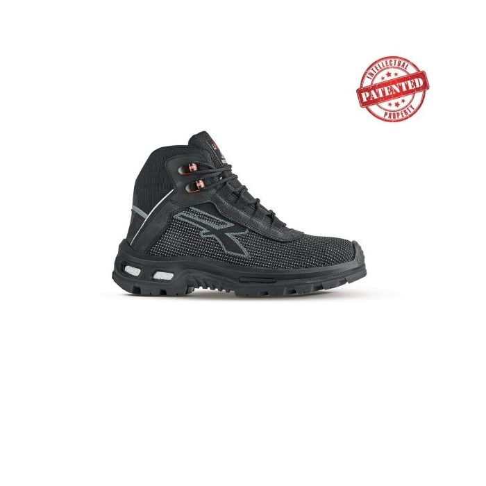 Upower Rescue S ESD RS Zapato de Seguridad Alto - Talla 46 - Resistente a la Abrasion, Repelente al Agua, Forro Transpirable, Puntera Compuesta, Suela Amortiguadora, Proteccion S3S CI FO SR - Color Gris Oscuro