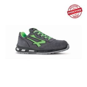 Upower Point S ESD Calzado de Seguridad Bajos - Talla 44 - Parte Superior de Nailon Ultraflexible y Gamuza Suave, Puntera de Aluminio, Antiarrugas, Antideslizantes, Suela de Poliuretano, Proteccion S1PS FO SR - Color Gris Oscuro/Verde