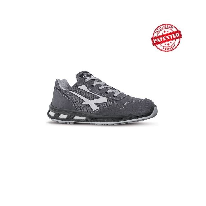 Upower Push S ESD Calzado de Seguridad Bajos - Talla 46 - Parte Superior de Nailon Ultraflexible y Gamuza Suave, Puntera de Aluminio, Suela Antideslizante, Proteccion S1PS FO SR - Color Gris
