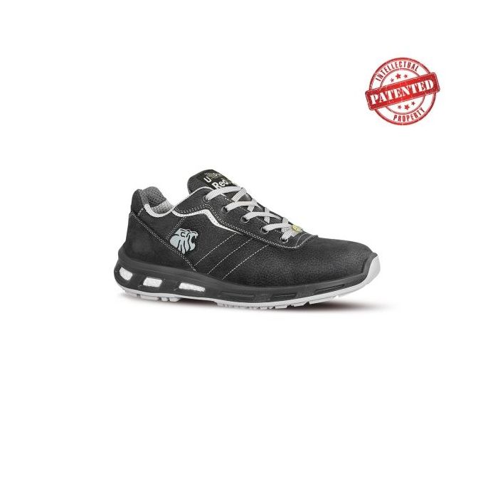 Upower Club S ESD Calzado de Seguridad Bajos - Talla 40 - Cuero Nubuck Resistente, Puntera de Aluminio, Proteccion Hidrofuga, Antiarrugas, Antideslizante, Suela de Poliuretano, Clase S3S CI FO SR - Color Gris Oscuro