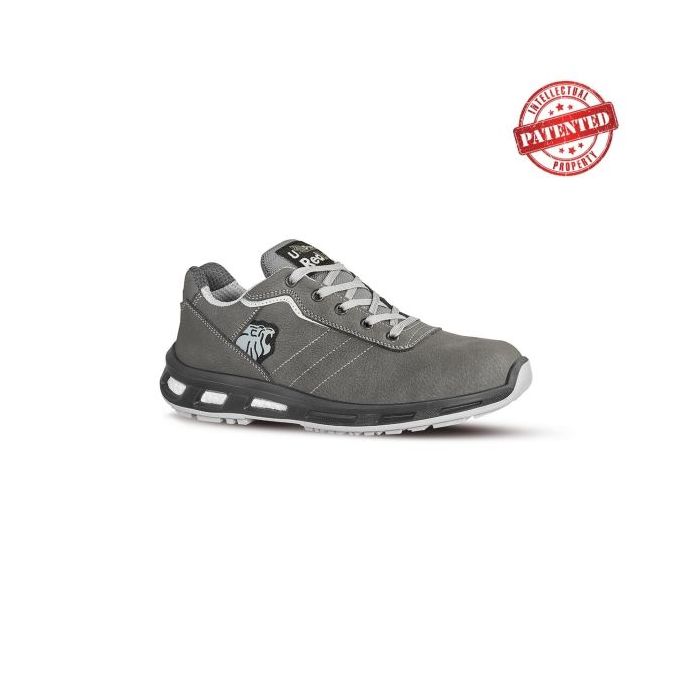 Upower Ring S ESD Calzado de Seguridad Bajos - Talla 47 - Cuero Nubuck, Puntera de Aluminio, Suela PU, Hidrofugos, Antiarrugas, Antideslizantes, Proteccion S3S CI FO SR - Color Gris
