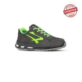 Upower Yoda S ESD Calzado de Seguridad Bajos - Talla 47 - Cuero Nubuck Resistente, Puntera de Aluminio, Hidrofugos, Antiarrugas, Antideslizantes, Suela PU/PU Infinergy, Proteccion S3S CI FO SR - Color Gris/Verde
