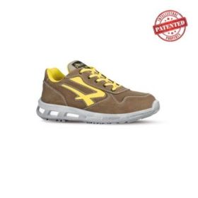 Upower Brave S ESD Calzado de Seguridad Bajos - Talla 40 - Cuero Nubuck Resistente, Puntera de Aluminio, Proteccion Hidrofuga, Antiarrugas, Antideslizante, Suela de Poliuretano, Clase S3S CI FO SR - Color Beige y Amarillo