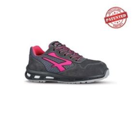 Upower Verok S ESD Calzado de Seguridad Bajos - Talla 39 - Parte Superior de Nailon Ultraflexible y Gamuza Suave, Puntera de Aluminio, Suela Antideslizante, Proteccion S1PS FO SR - Color Gris/Fucsia